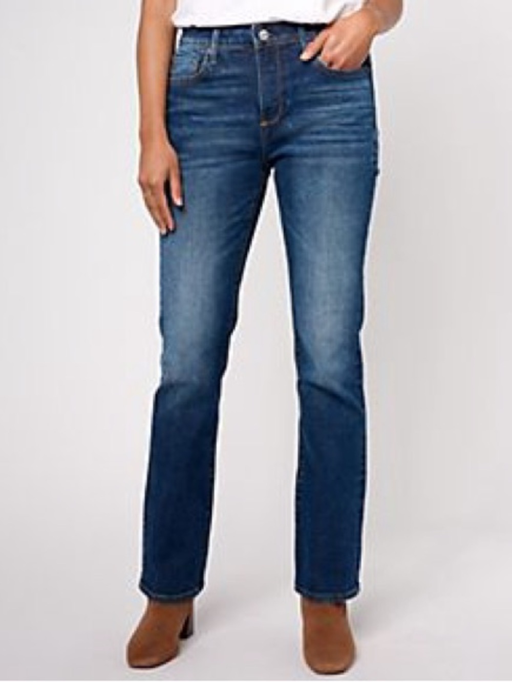 DRIFTWOOD Mid-Rise Straight Leg Jeans in Blue Denim